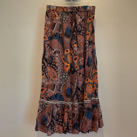 Cleobella Jodie Ankle Skirt Mirage Print Organic Cotton Boho Maxi S NWT $218 - Picture 4 of 9